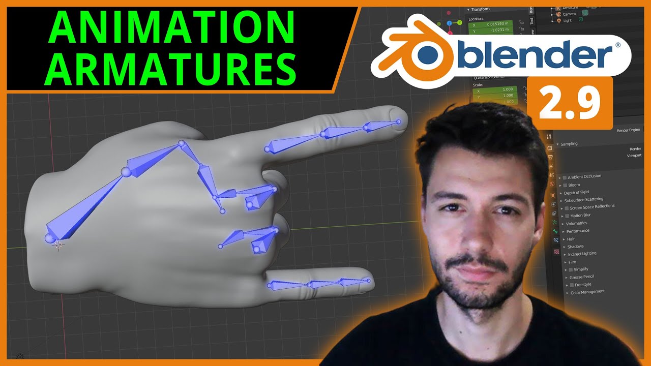 ARMATURE ET ANIMATION D'UNE MAIN | Blender 2.9 [TUTO FR]