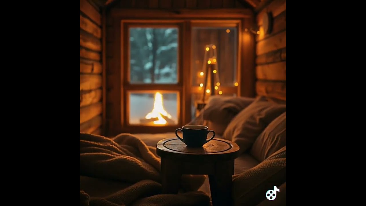 Snowy Cabin Sleep Music 🔥 Calm Night Ambience