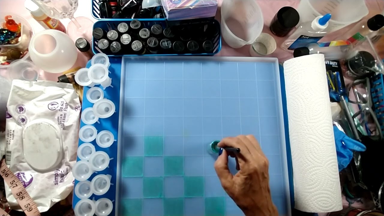 Resin Chessboard Set in Miami dolphins colors . I love this mold