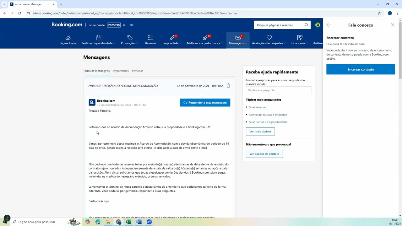como cancelar ou excluir uma propriedade no Booking.com