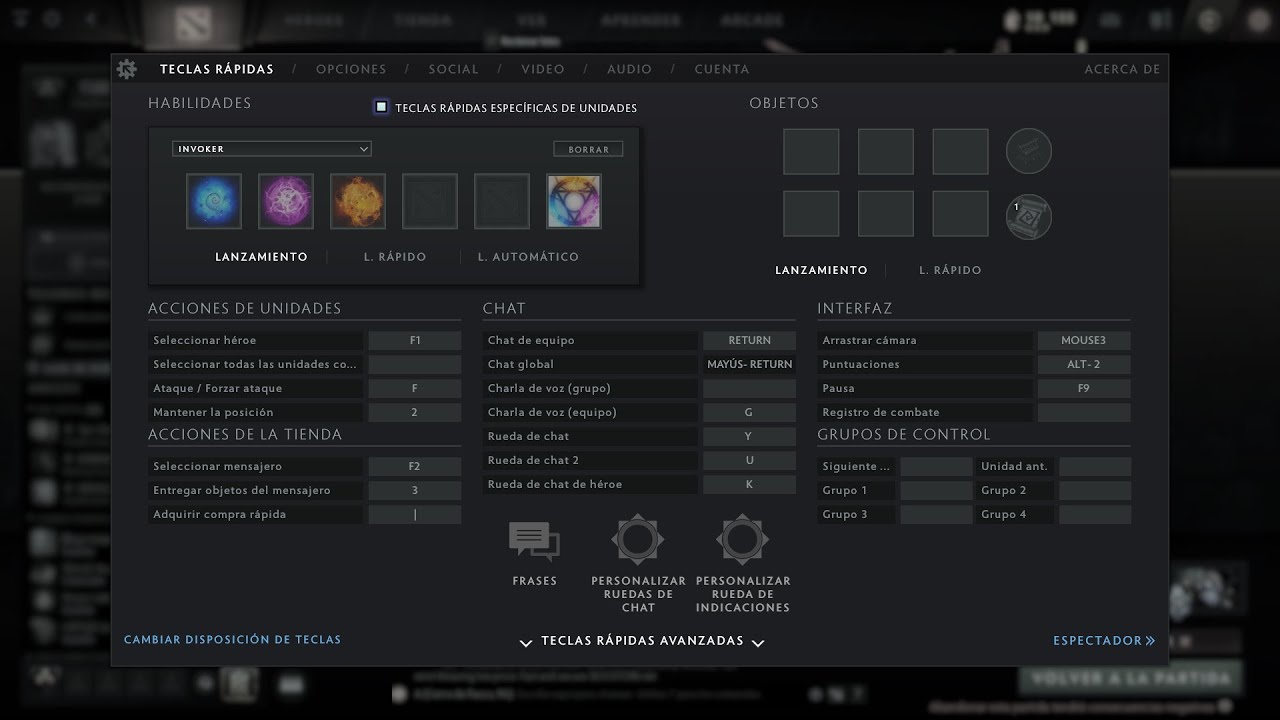 CONFIGURACIÓN AVANZADA DE TECLAS - CONTROL DE UNIDADES / DOTA2