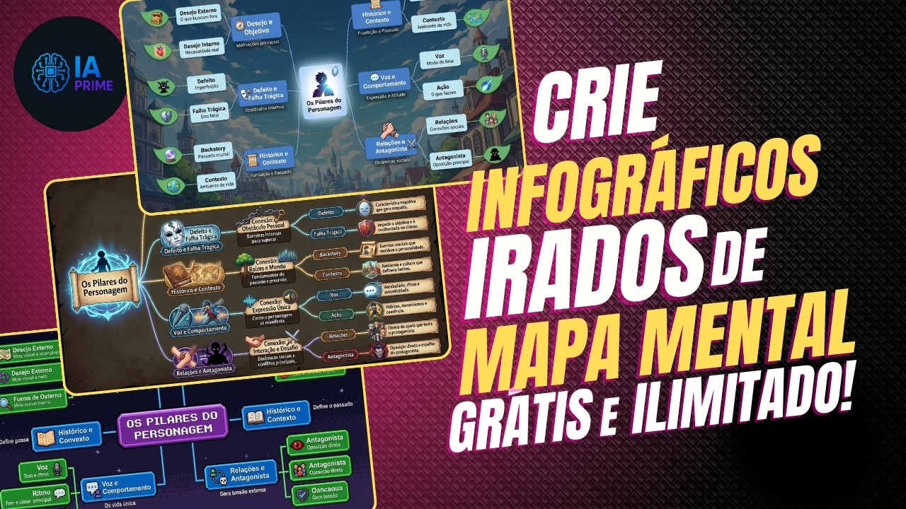🧠📊 CRIE INFOGRÁFICOS DE MAPAS MENTAIS IRADOS E DE GRAÇA COM IA!!