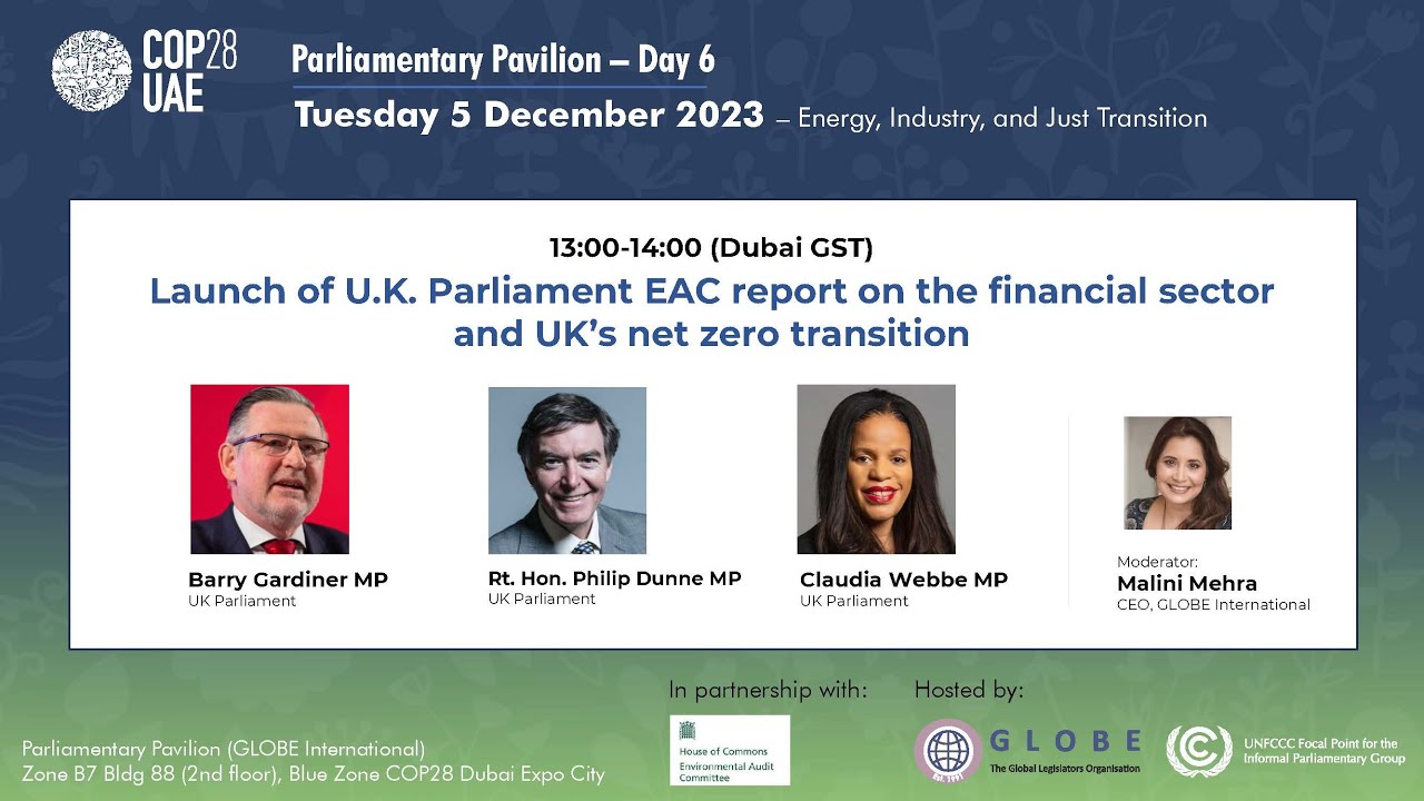 Launch of U.K. Parliament EAC report on the financial sector and UK&rsquo;s net zero transition