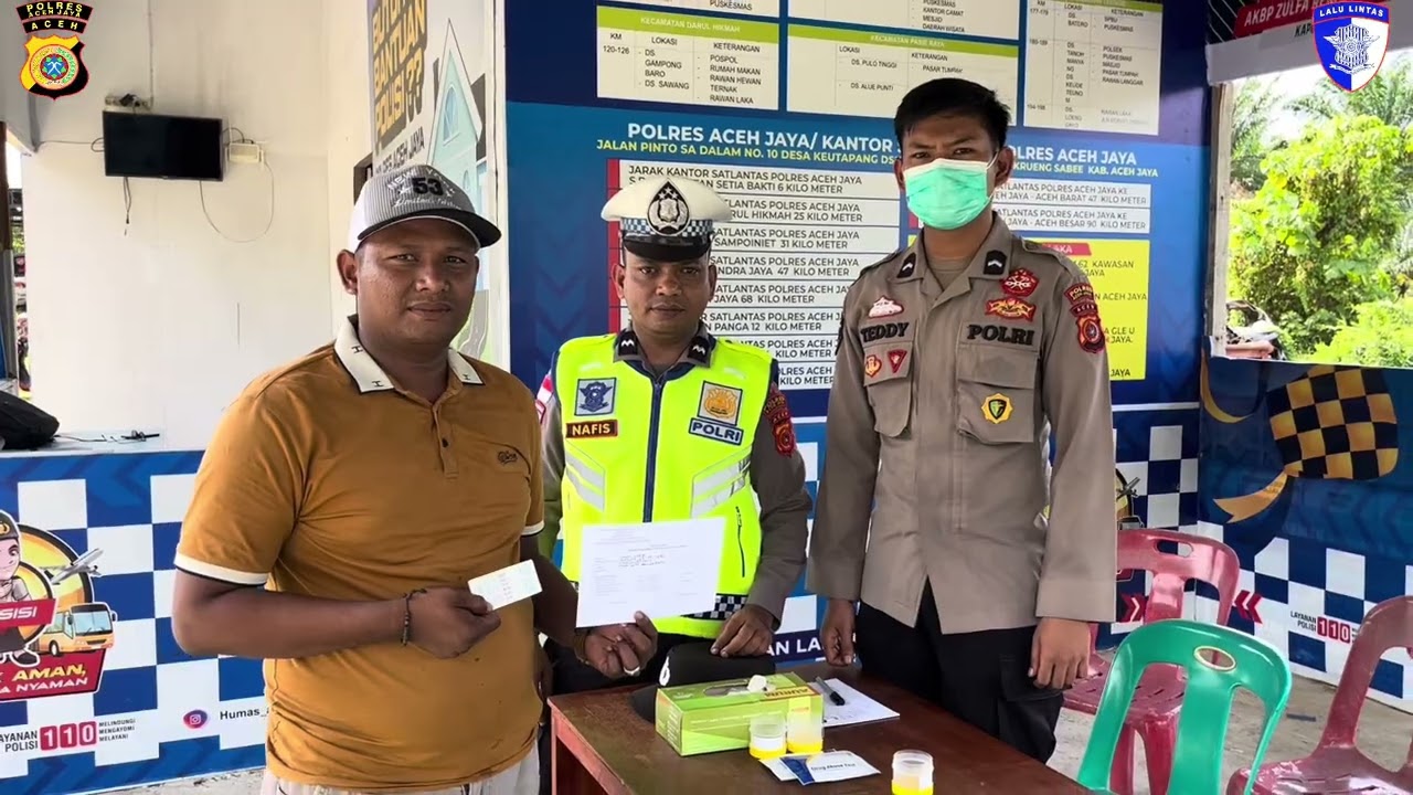 Operasi Lilin Seulawah-2025, Satlantas Polres Aceh Jaya Gelar Test Urine bagi Sopir Angkutan Umum.