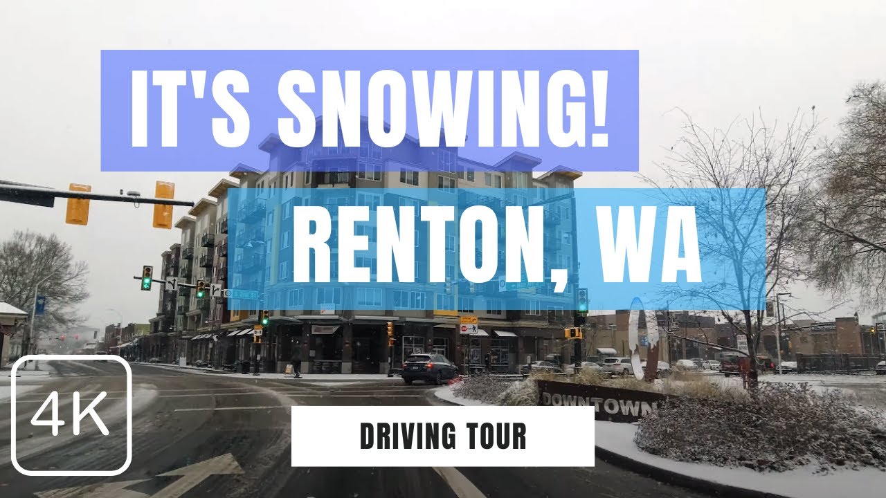 Its Snowing in Downtown Renton, WA!  Drive Around Downtown and the Landing