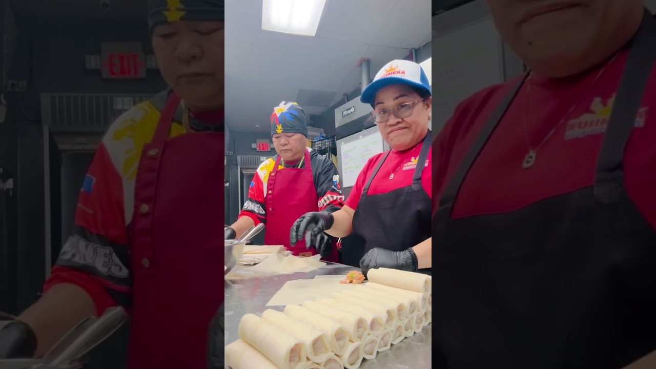 Rolling lumpia at Kusinera Filipino cuisine,Fayetteville NC.
