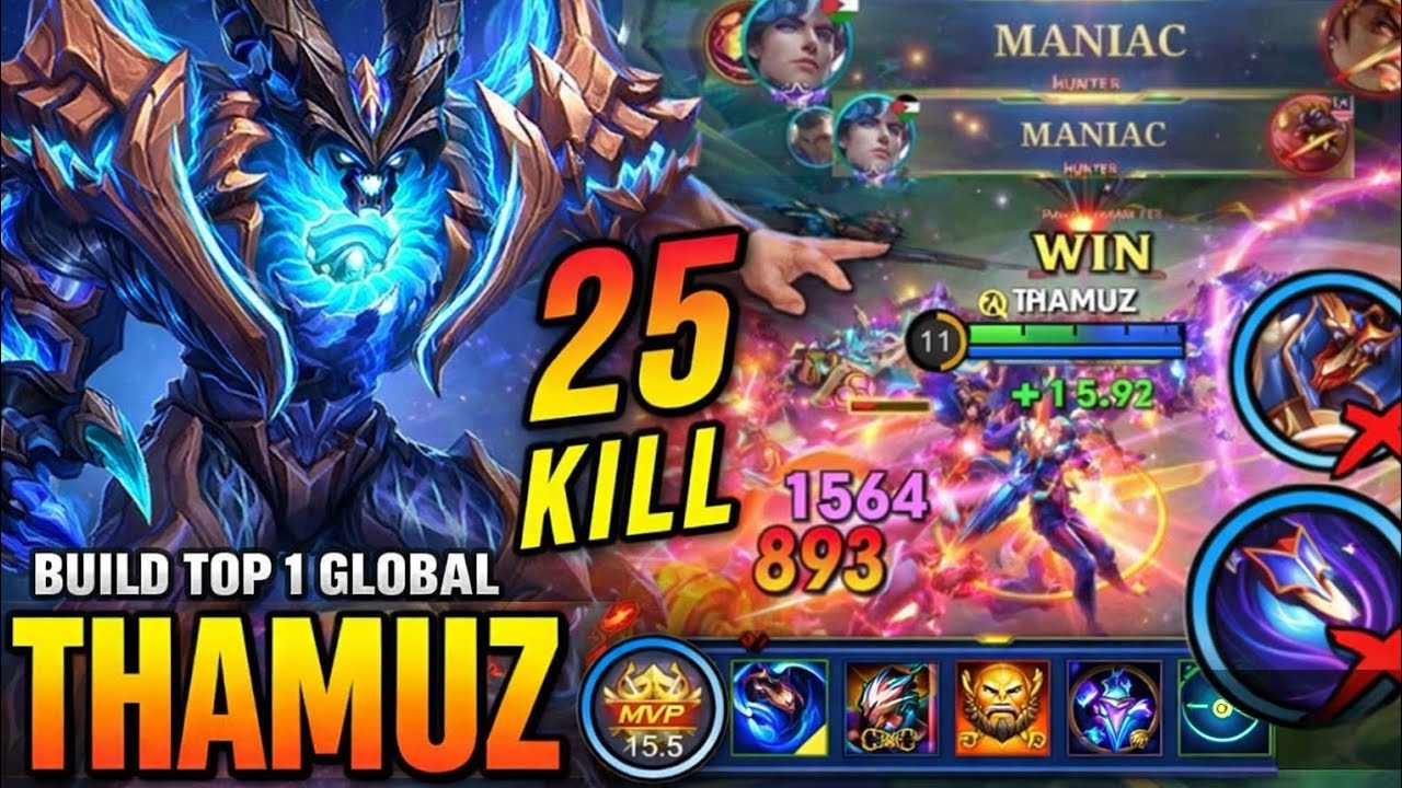 THAMUZ 25 KILLS MANIAC 😈 Top 1 Global Build | Insane 5v5 Ranked Domination