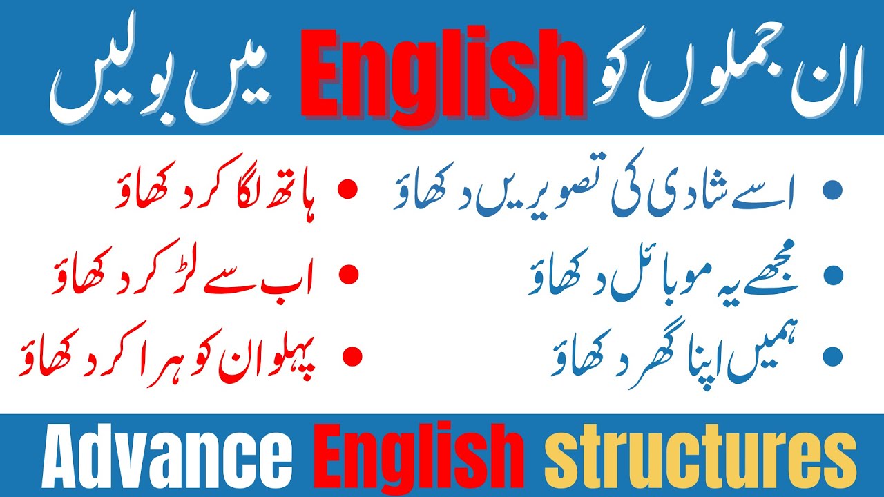 Spoken English Structure | Advance English Structure in Urdu With Sentences