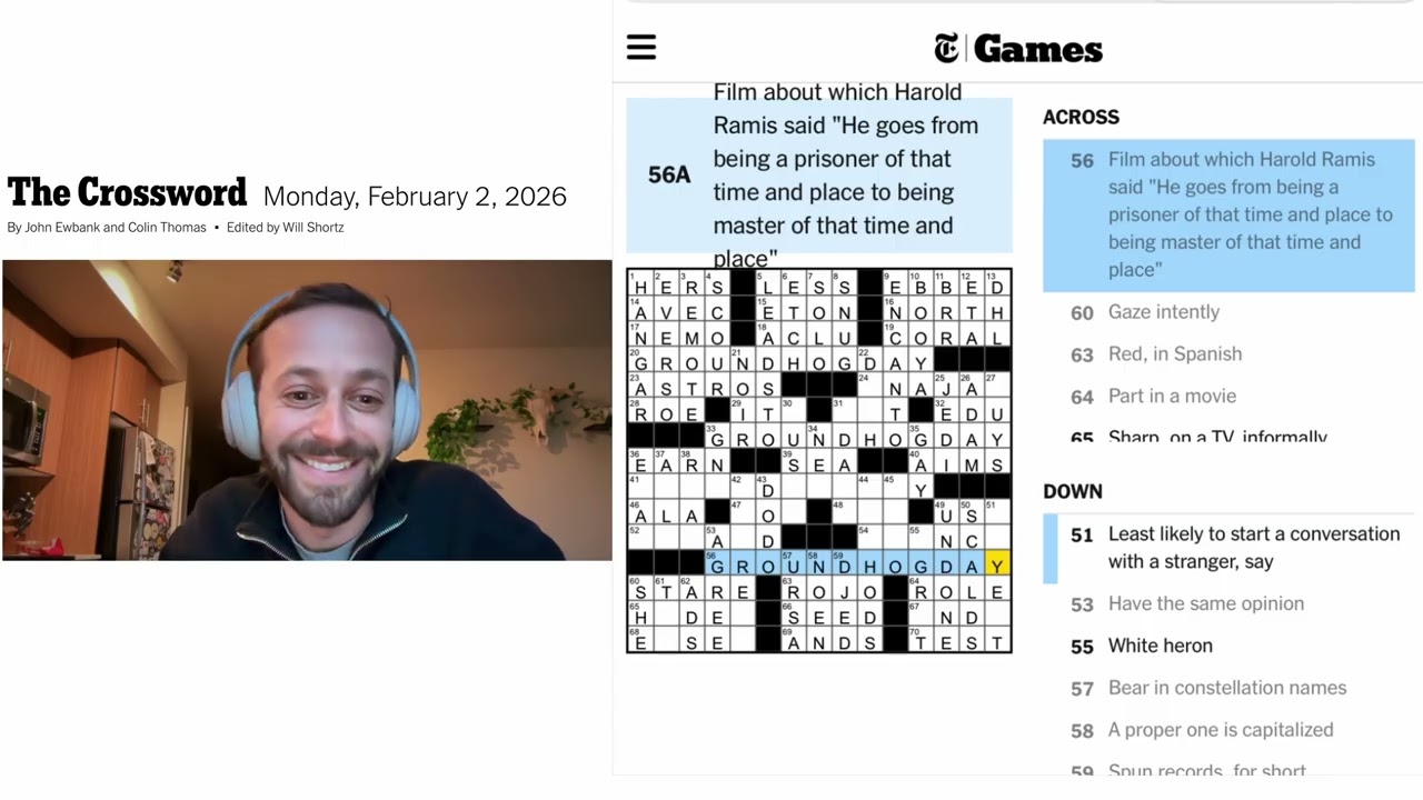 Полный кроссворд New York Times | Понедельник, 2 февраля 2026 г.