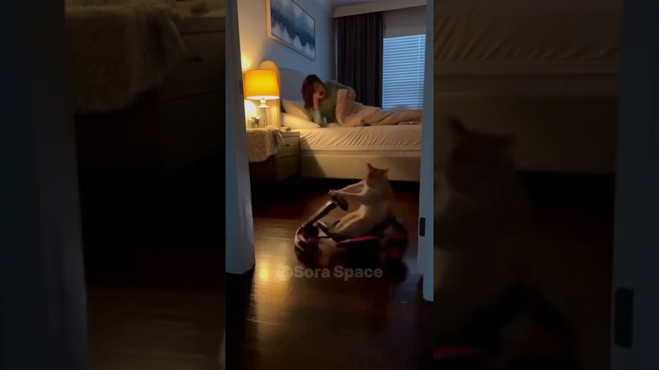 Cat Takes an Electric Go-Kart Joyride 😹🏎️ 