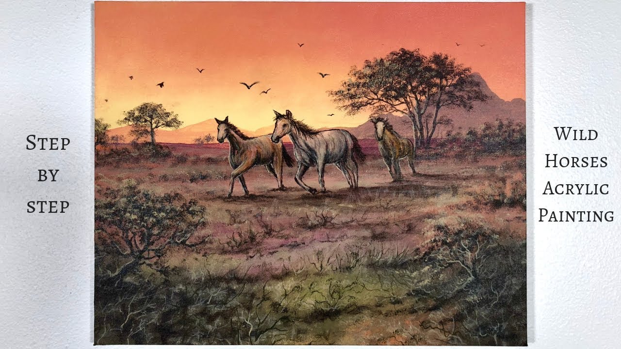 Wild Horses in a Field STEP by STEP Acrylic Painting (ColorByFeliks)