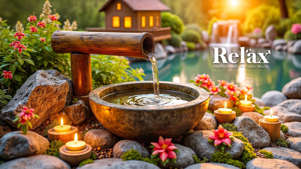 Успокаивающая музыка + звуки бамбуковой воды 🌿 Умиротворяющая музыка для сна, релаксации, спа-проце
