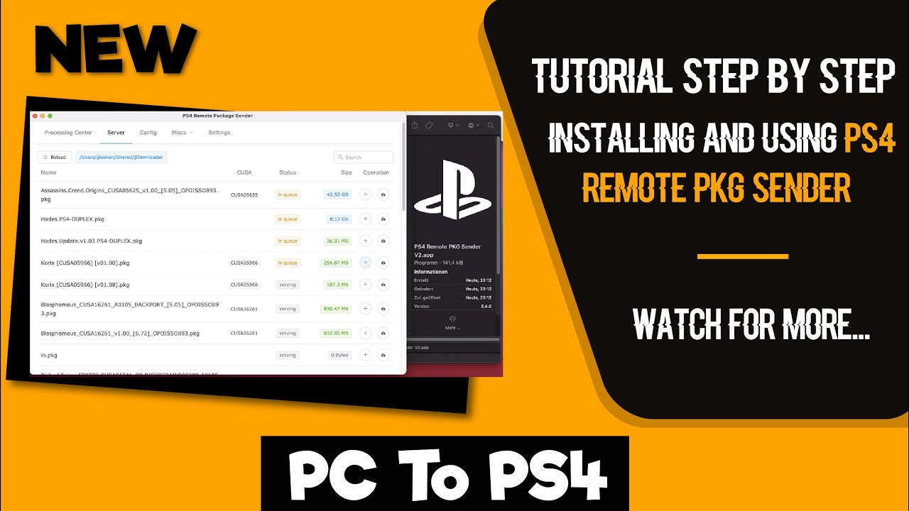 PS4 Remote PKG Sender v2.0 Installing And Using | Jailbreak 9.00 And Below