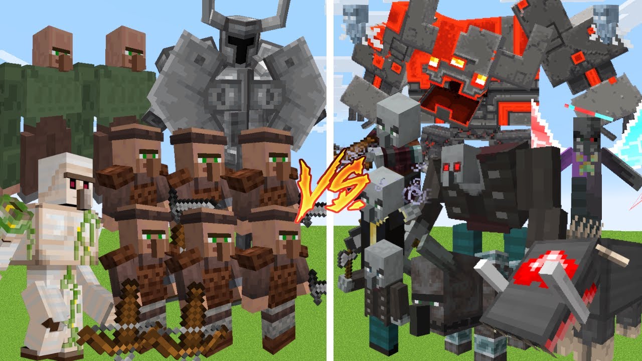 Ultra Modded Raid VS Villager Castle / Minecraft Mob Battle