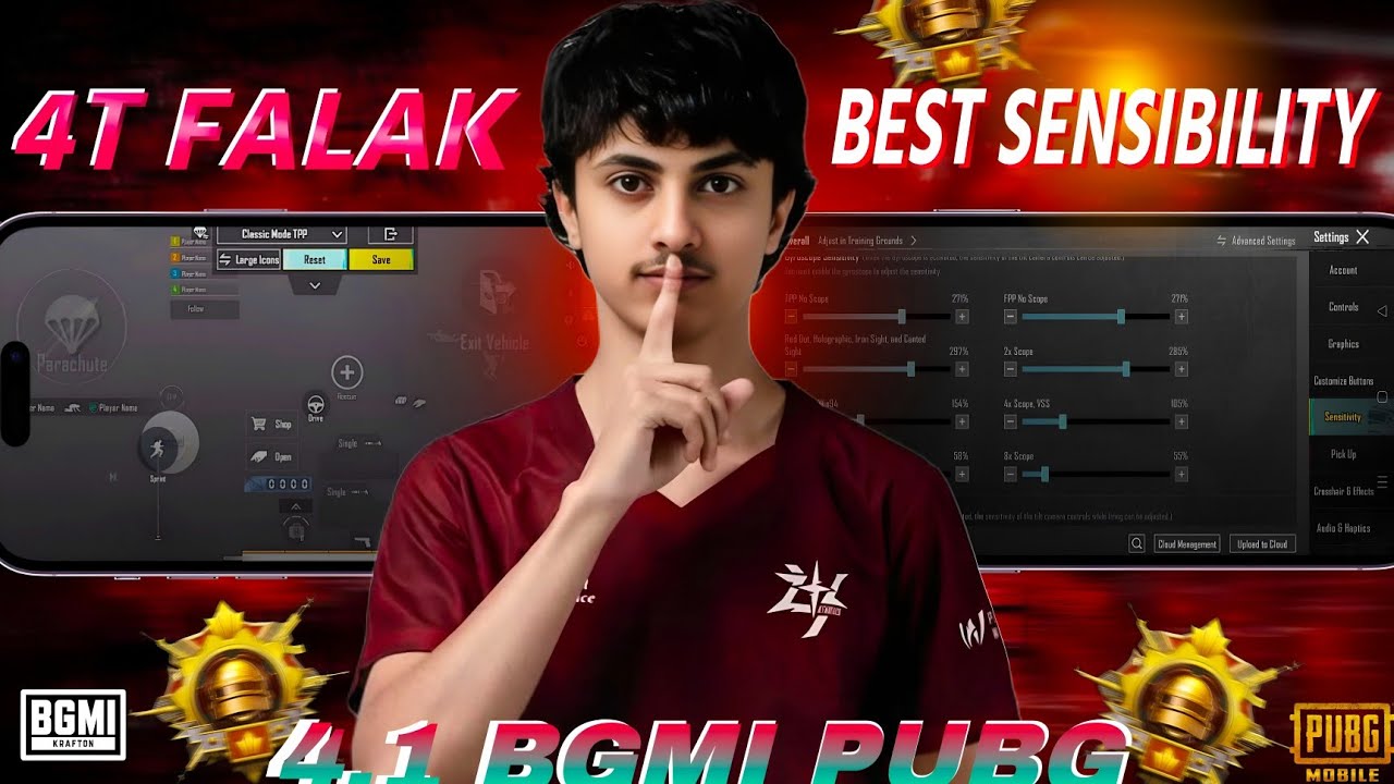 🤯 4T Falak BGMI Sensitivity Settings 🔥 | Pakistani Pro Player PUBG Update 4.1