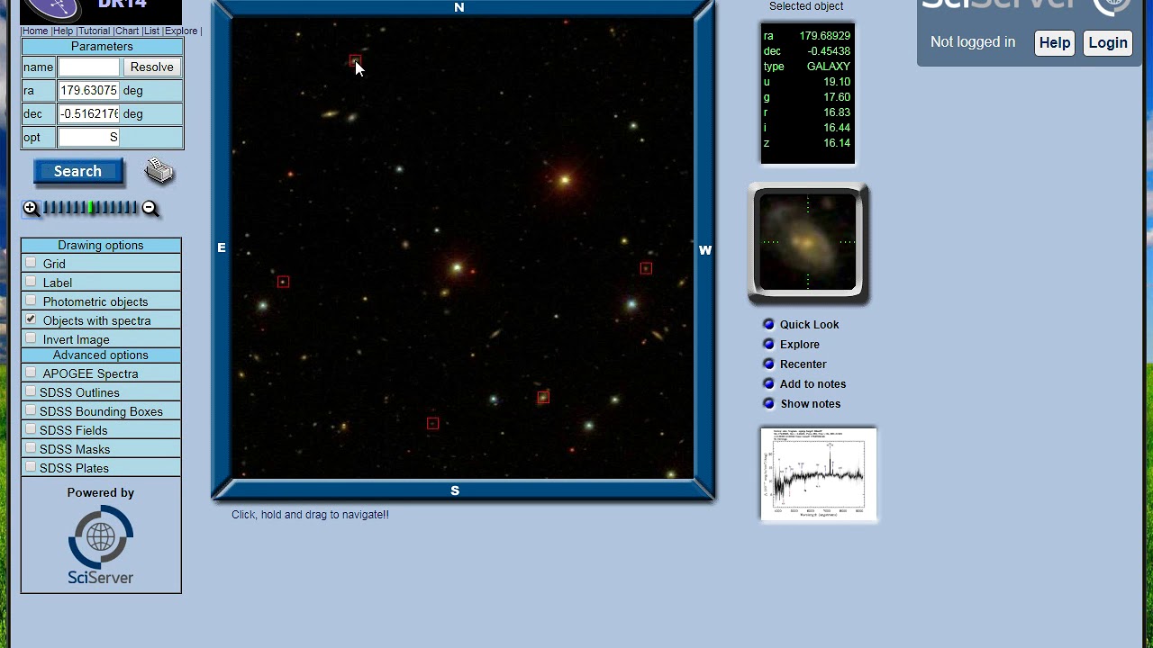 Sloan Digital Sky Survey - Data Release 14 Navigation Window