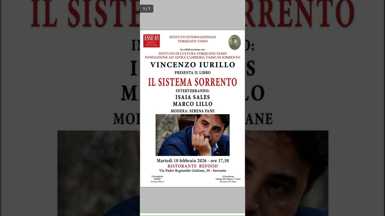 Vincenzo Iurillo - “Il Sistema Sorrento” -Libro - L'autore -Sorrento 10/02/2026