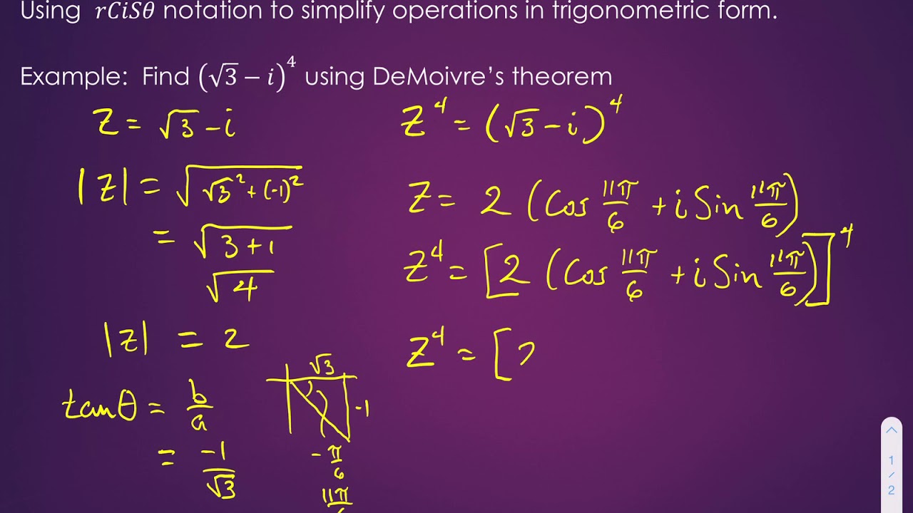 CiS Notation for Trigonometric Form of a Complex Number