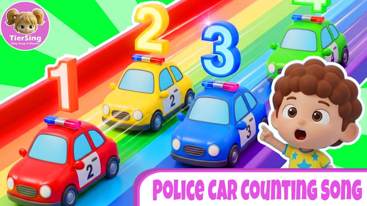 Police Car Counting Song 🚓 | Learn Numbers 1&ndash;6 with Police Cars 🎵  3D Baby Songs 🎵 TierSing