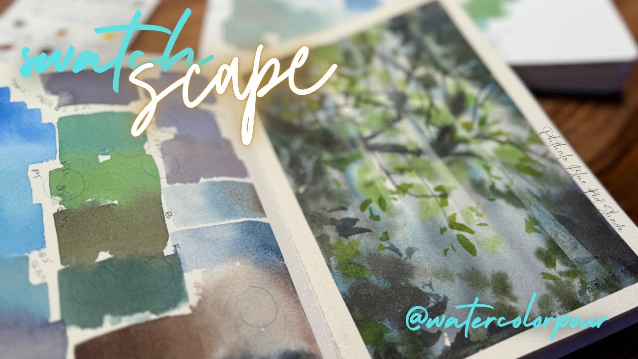 Образец акварели и оттенок Scape Phthalo Blue Red