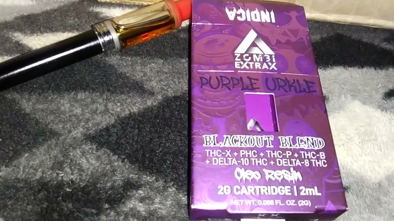 Zombi Extrax Oleo Resin Blackout Blend ~ Purple Urkle Indica 2mL Cartridge Review