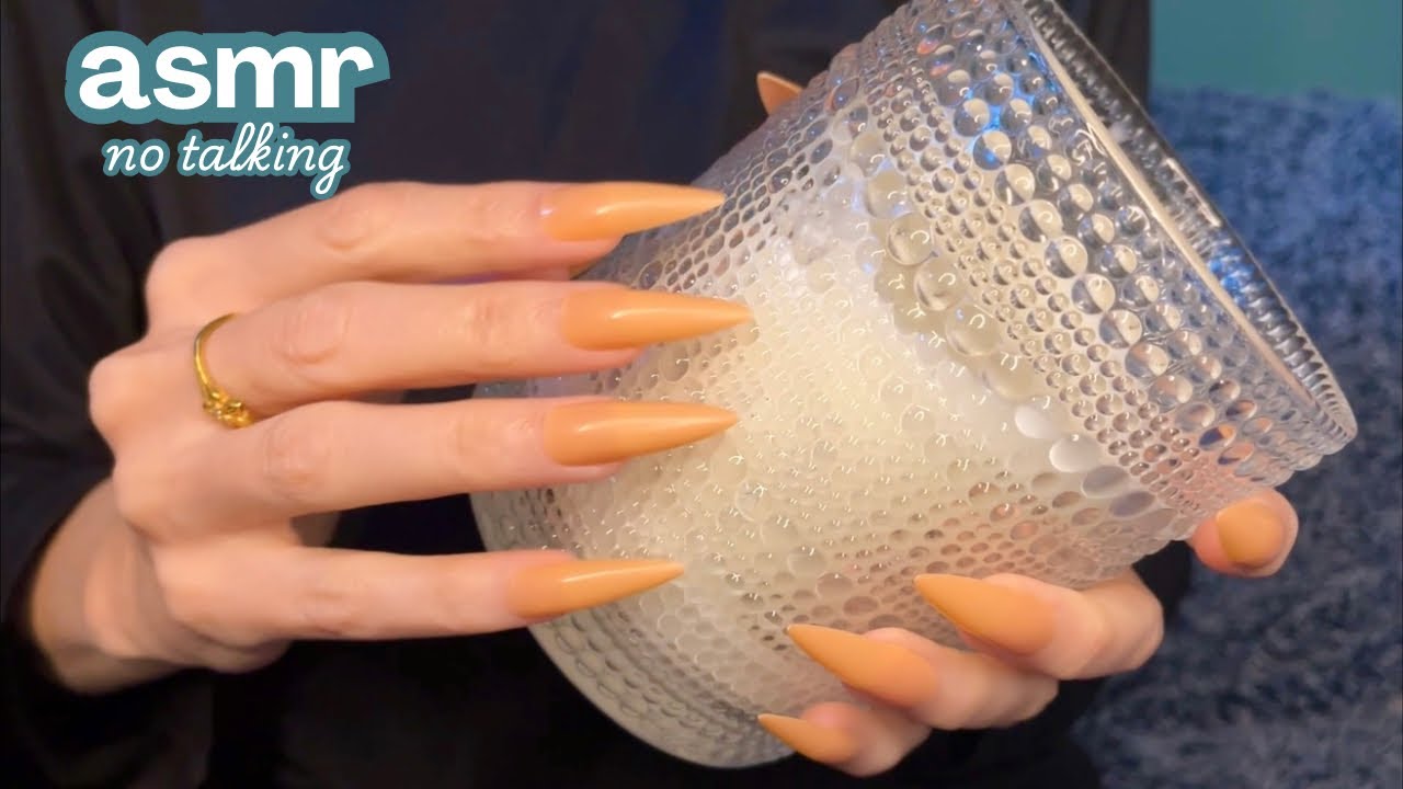 ASMR * Tap/Scratching! * Textured Glass Candle Holder