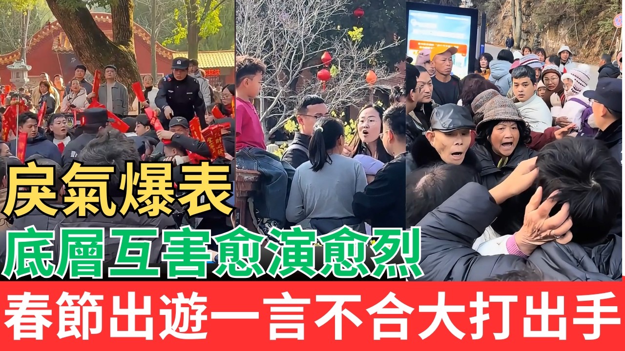 底層互害愈演愈烈！社會戾氣爆表！！春節出遊一言不合上演全武行#春節#觀光 #旅遊
