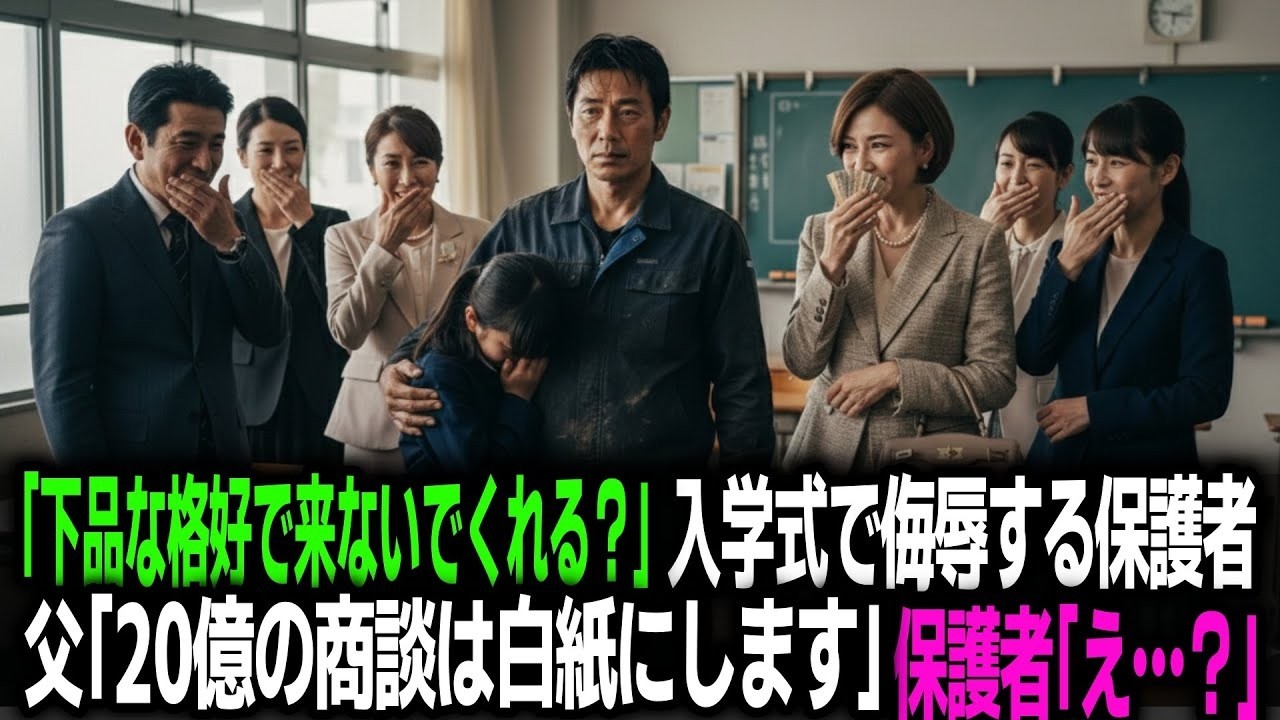 ｢汚いし帰ってくれる？w｣入学式で泥まみれの作業着姿の父をゲラゲラ笑う保護者たち。父「20億の商談は白紙にします」保護者「え…？」