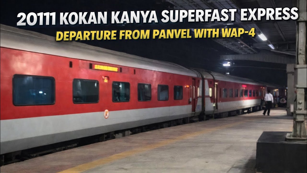 20111 Kokan kanya SF express departure from panvel with wap 4 csmt to madgaon