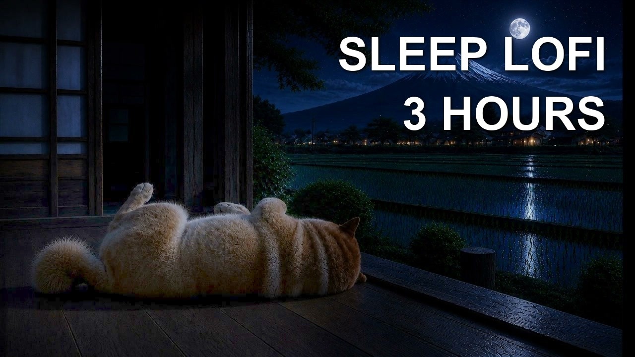 Summer Full Moon Night 🌕 Sleeping Shiba Inu | Japanese Lofi for Deep Sleep & Relax | 3 Hours