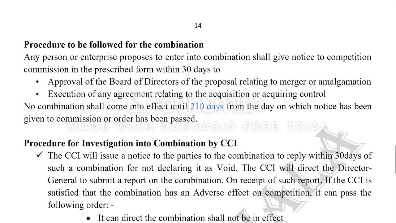 The Competition Act,2002 - Combination BY Jagriti Garg