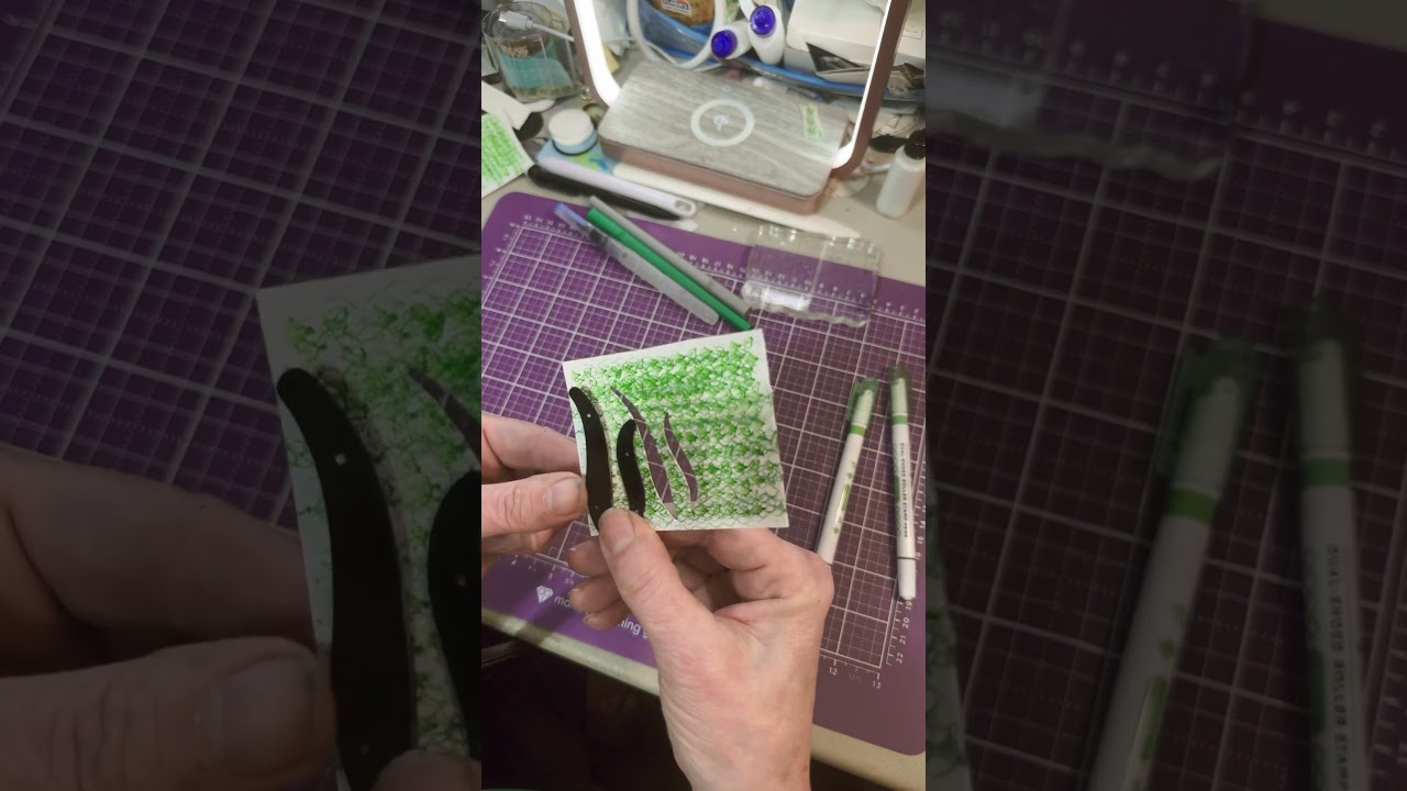 Diamond Press dual pen and stamps turned into leaves with patterns