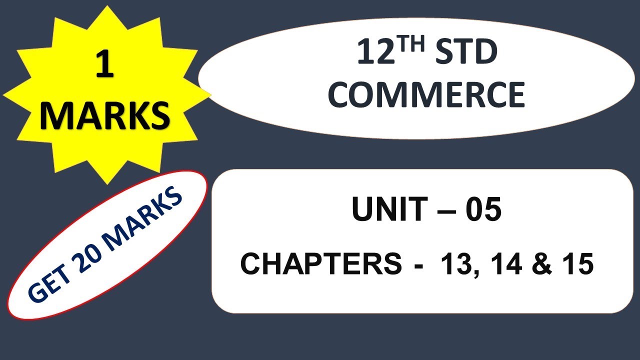 12th Class – Commerce – Chapters 13, 14 &15 – 1 Marks– English Medium