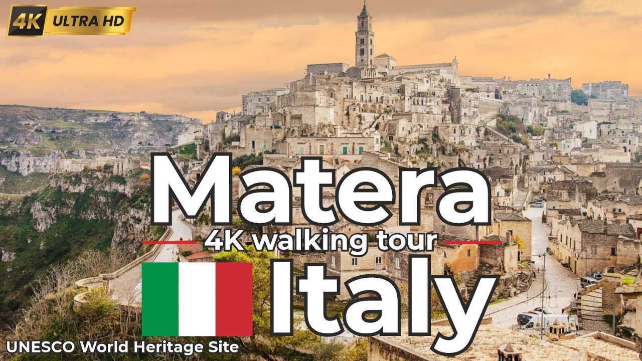 🇮🇹 Матера, Италия – Пешеходная экскурсия в формате 4K – Живописная прогулка по Старому городу