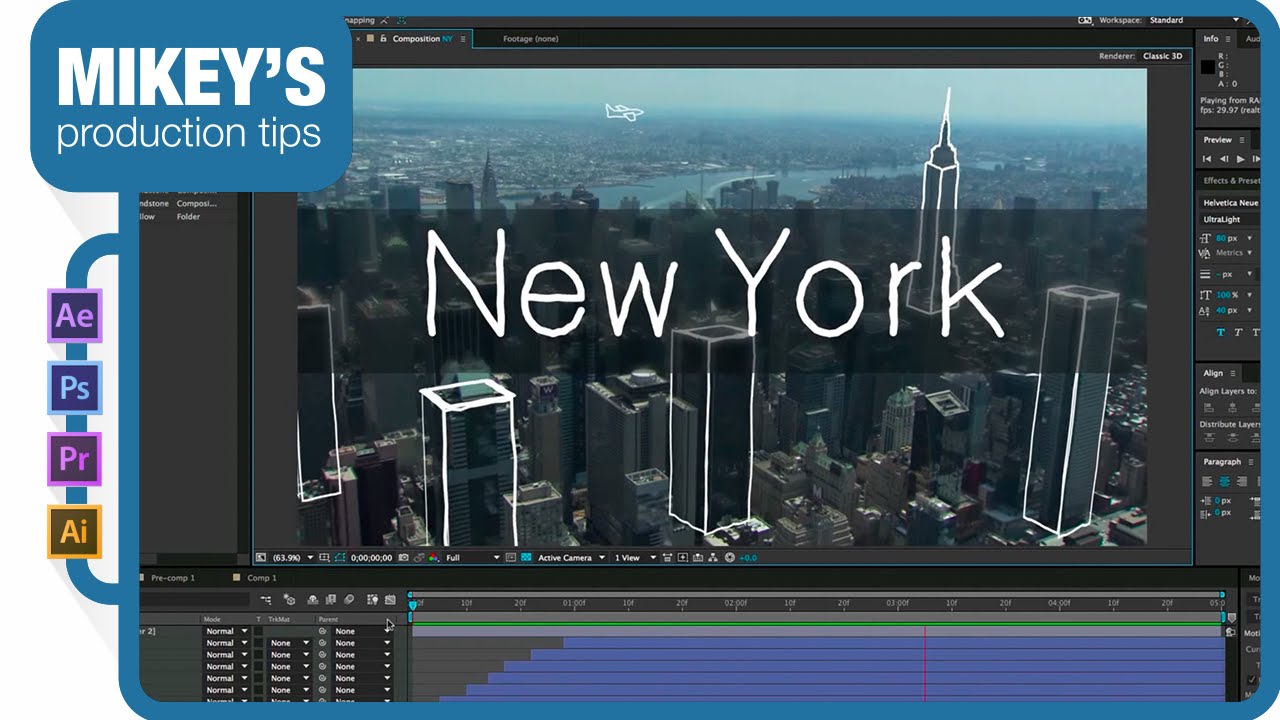Add sketch style drawing over stock footage