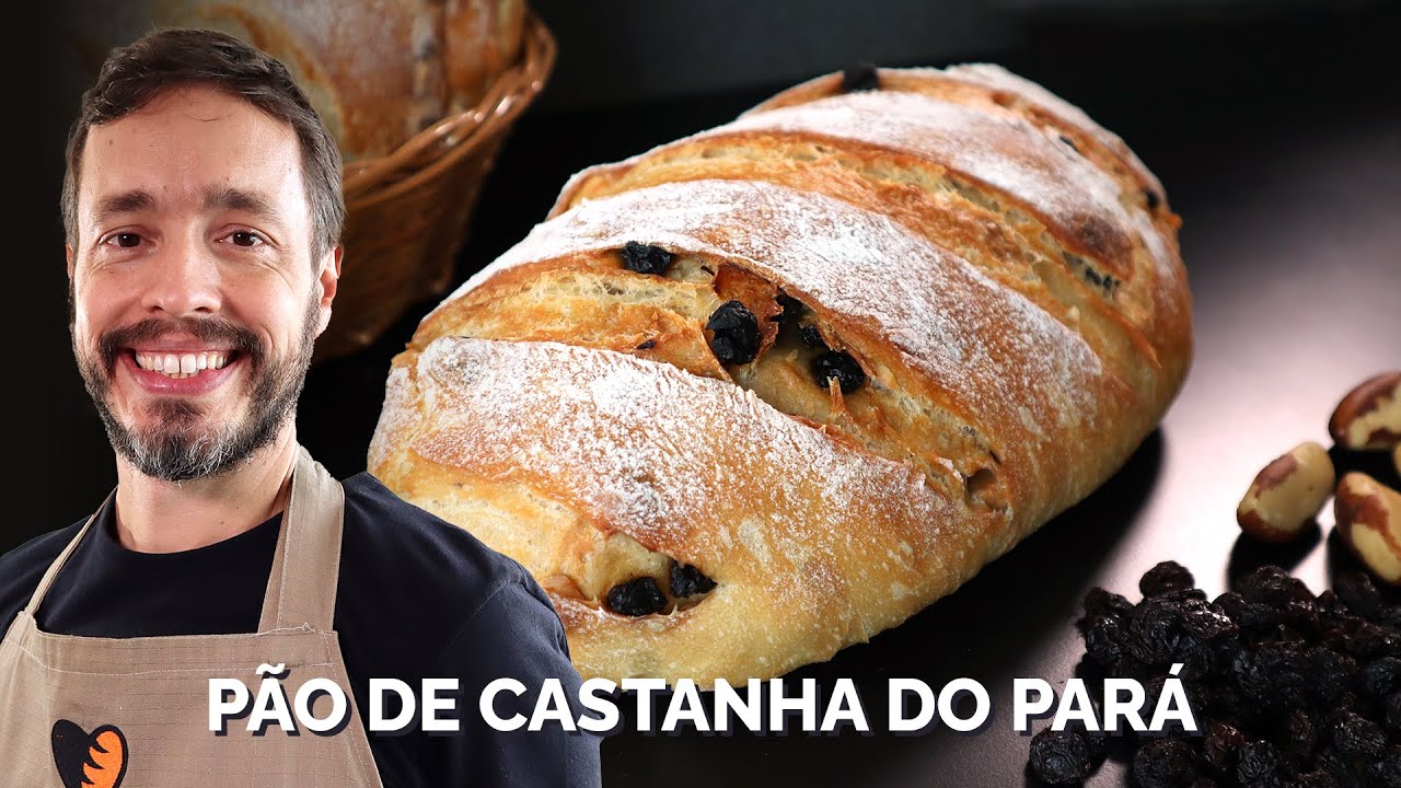 PÃO DE CASTANHA-DO-PARÁ E UVA-PASSA - Receita de pão rústico feito na panela de ferro