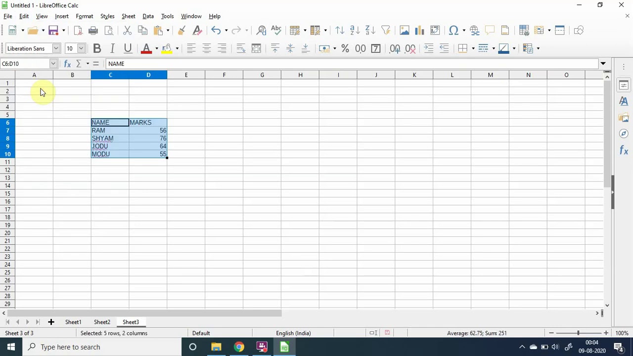Working with Spreadsheet Program (Libre Office) Class IX CBSE