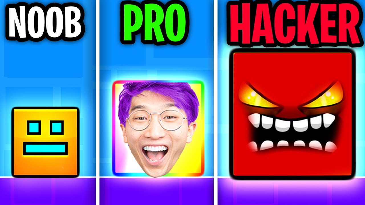 Сражаемся: НУБ против ПРО против ХАКЕРА в Geometry Dash! (ДЖАСТИН В БЕШЕНСТВЕ!!)