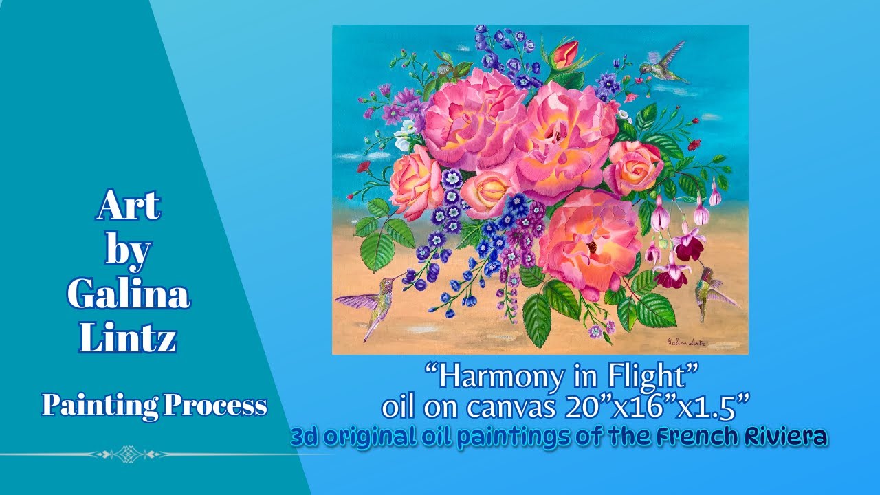Harmony in Flight | Creating a 3D Textured Floral Oil Painting with Hummingbirds