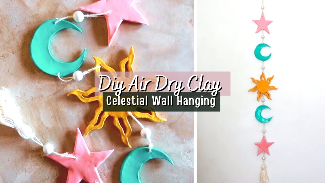Boho Celestial Wall Hanging | diy Air Dry Clay Home Decor
