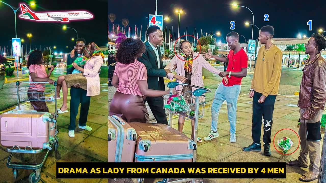 Drama @JKIA✈️ as a Lady Was Received by 4 Husbands at the Airport!!!🙆 See what Happened Next!!😭💔