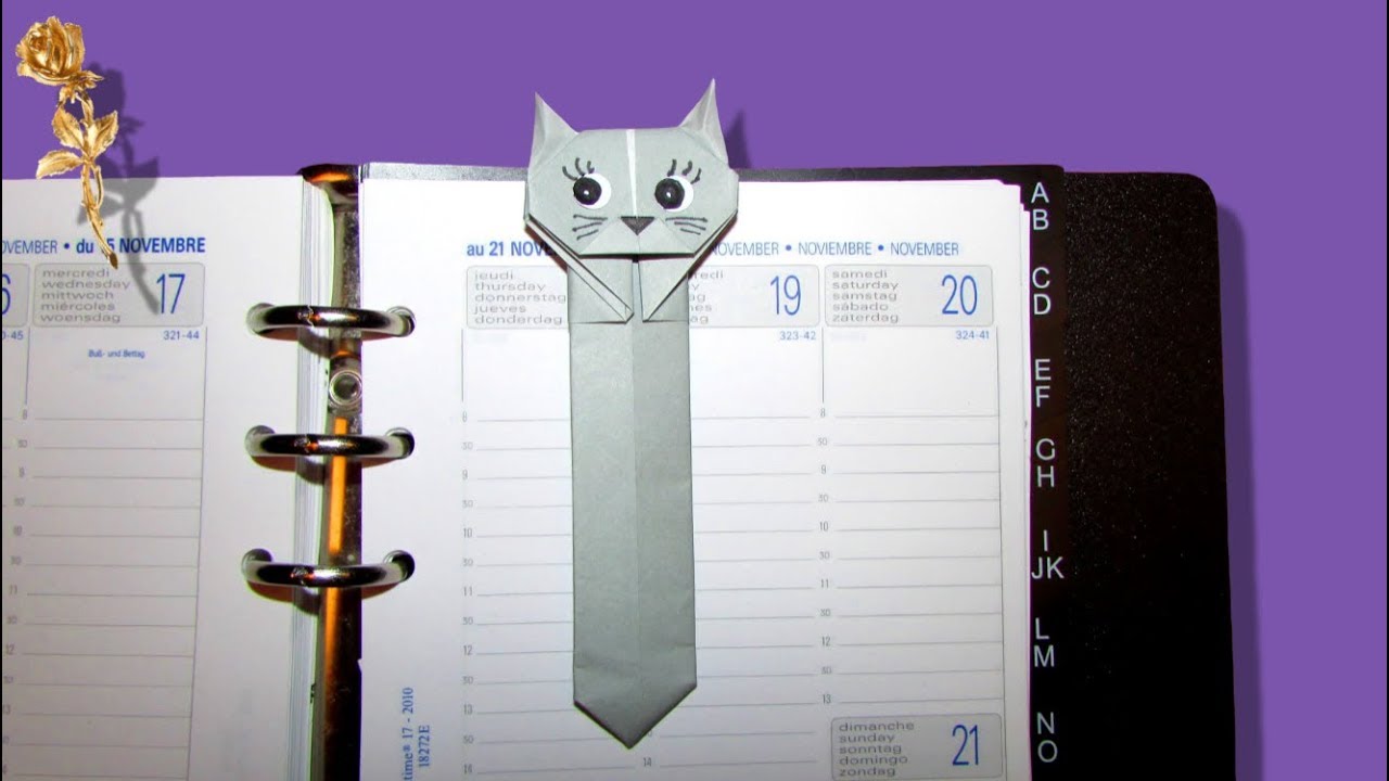 Origami : 🗂 Marque-page 🔖 « Chat » 🐱 / Segnalibro 🐈 a gatto