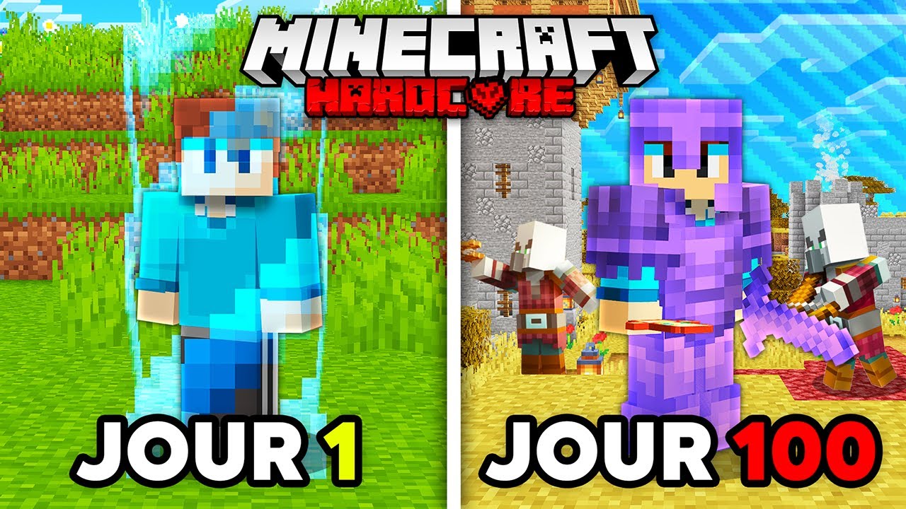 J'ai survécu 100 jours dans une BORDURE 1x1 qui s'agrandit sur Minecraft Hardcore...