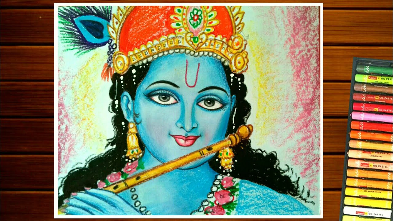 KRISHNA DRAWING EASY||HOW TO DRAW LORD KRISHNA BY PASTEL COLOR