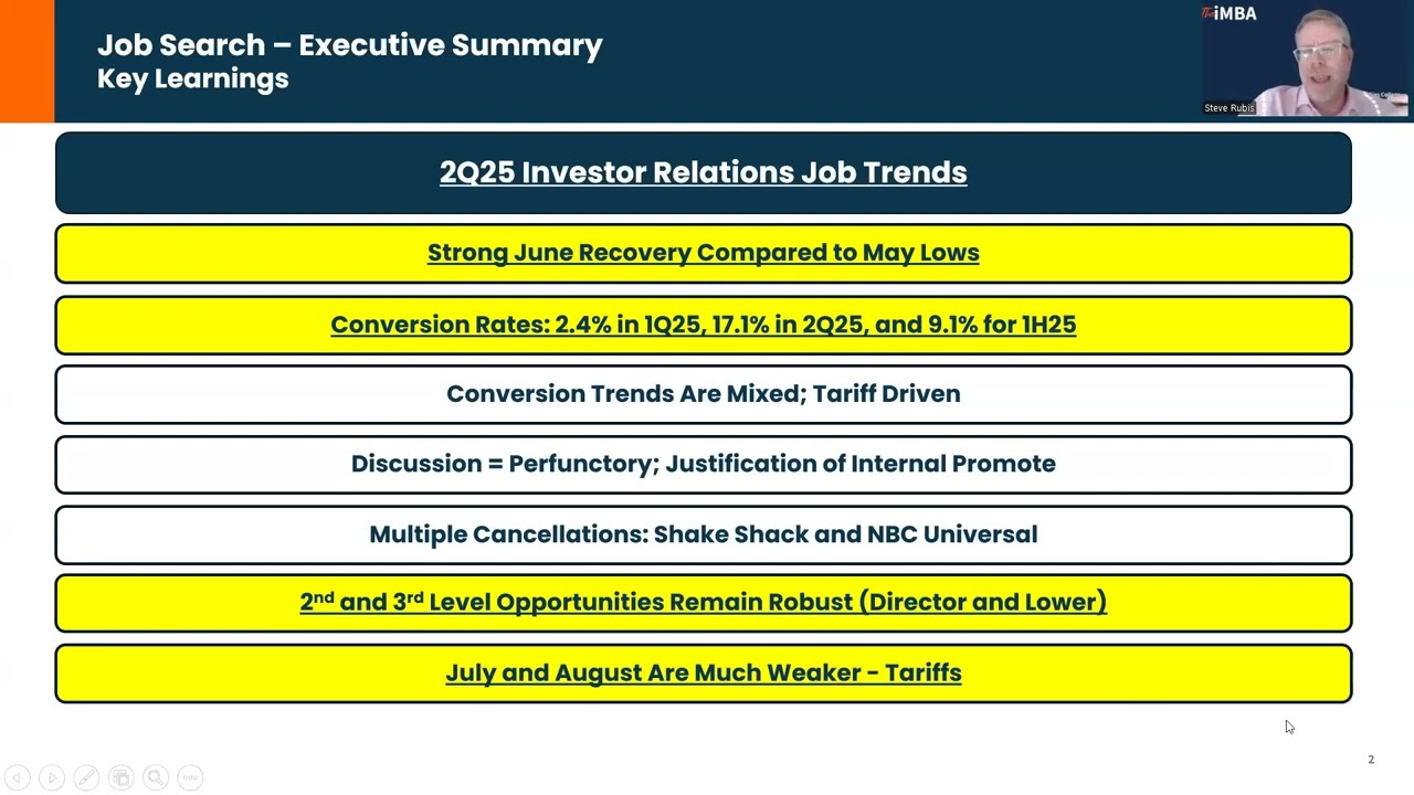 Between Two Earnings Calls w/ Mr Investor Relations: 2Q25 IR Job Search Stats, #investorrelations