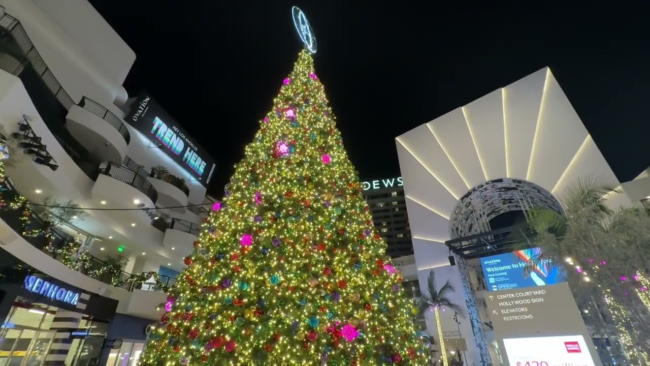 Holiday Walk Through Ovation Hollywood Mall (Hollywood & Highland) At Christmas | Los Angeles, CA