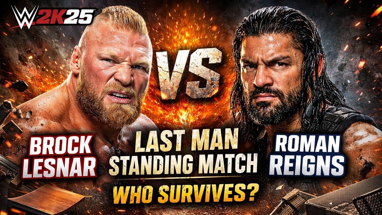 WWE 2K25: Brock Lesnar vs Roman Reigns – Last Man Standing Match 🔥 Who Survives? #wwe 