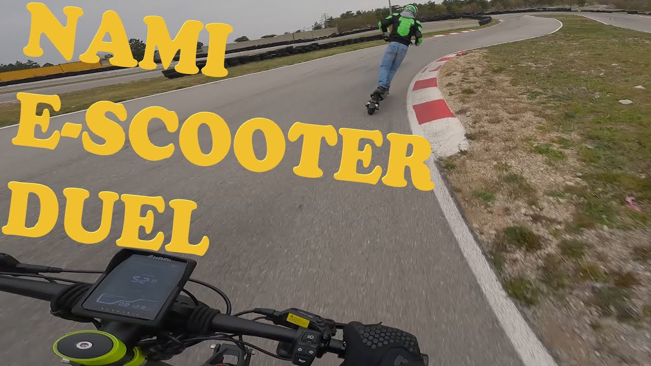 Nami Blast and Nami Klima electric scooters on a race track
