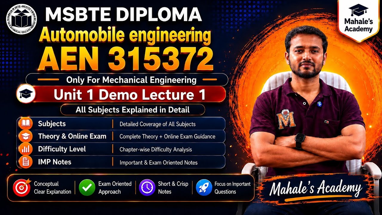 Demo Lecture 1 Unit 1 Introduction to Automobile: Automobile Engineering AEN 315372 ME5K MSBTE