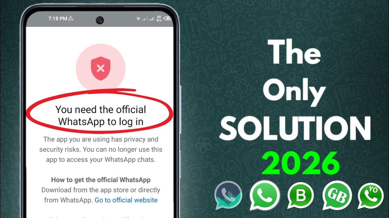 You need the Official WhatsApp to log in Problem New Solution | Whatsapp Login Problem Solution 2026
